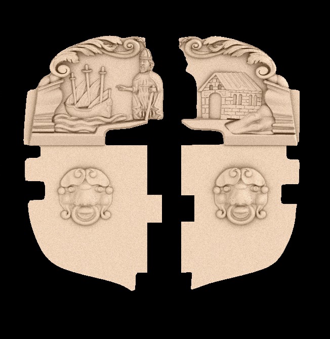 две половинки Кормовой декор для набора "Ботик Петра" 1:72 - Составной — изображение 1