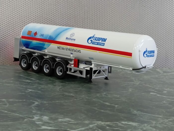 Полуприцеп газовоз 4-х осный "Газпром" готовая модель 1:43 ПОД ЗАКАЗ — изображение 1